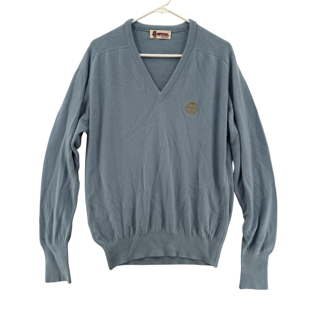 Vintage Antigua Sweater Mens Large V Neck Real Winners Club‎ Pullover 90s USA
